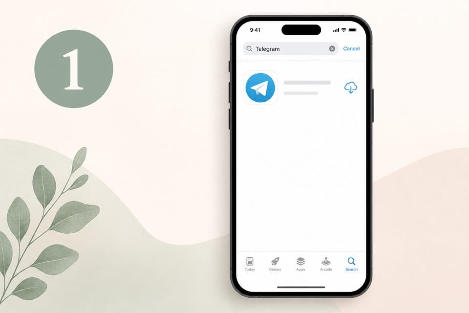 Phone showing Telegram in an app store search